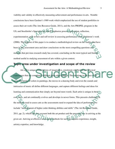 Assessment for the Arts: A Methodological Review