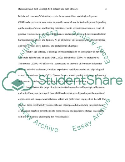 Topic of the week explain the development of self-concept, self-esteem, and self efficacy