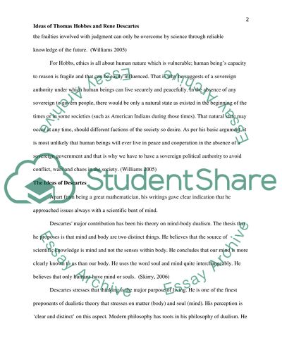 Ideas of Thomas Hobbes and Rene Descartes