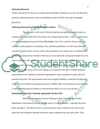 Kudler Fine Foods Marketing Research