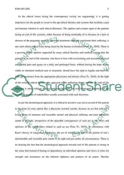 End of Life: Ethics and Moral Reasoning