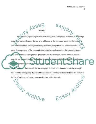 Professional Marketing Application in Steve Marden Limited