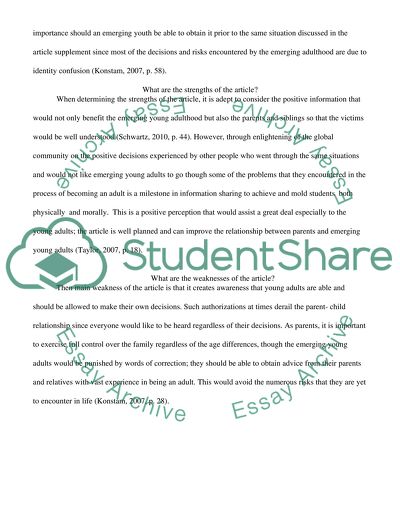 Self-Classification & Emerging Adulthood