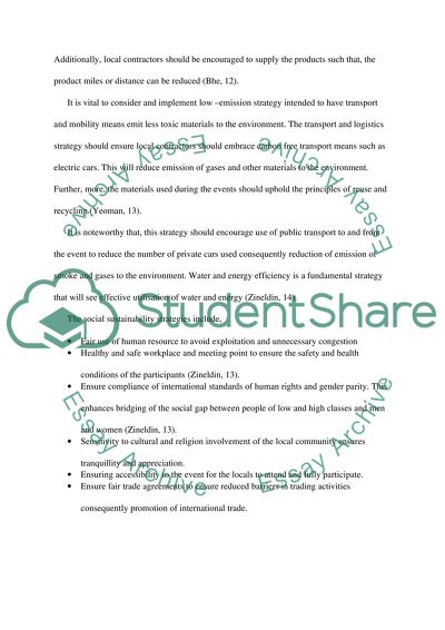 Environmental Strategies in Organizing an International Event