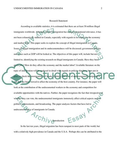 Impact of Undocumented Immigration on Canadian Economy and Labor Market