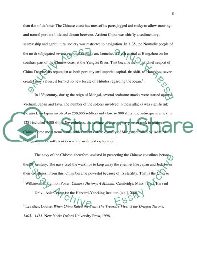 Roles of Chinese Navy and Maritime, and Ming Treasure Ship Voyages