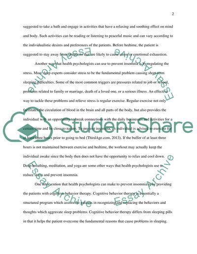 Health Psychology and a Chronic Health Problem