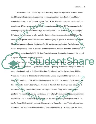 Analysis of the Market for Beats