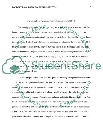 Food Supply and Environmental Issues