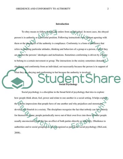 Obedience and Conformity to Authority