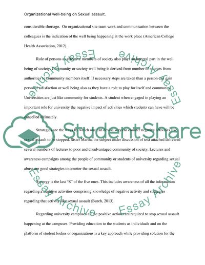 Organizational Well-being on sexual assault