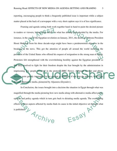 EFFECTS OF NEW MEDIA ON AGENDA SETING & FRAMING