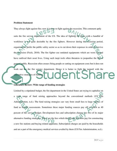 Alternative Sources of Funding in the Fire Service During Difficult Economic Times