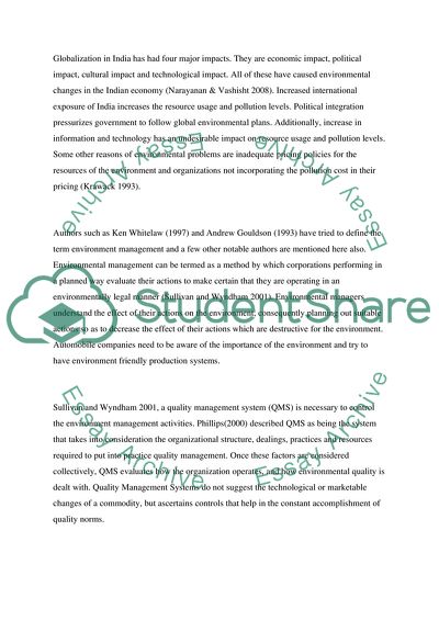 Implementation Of An Environmental Management System In India