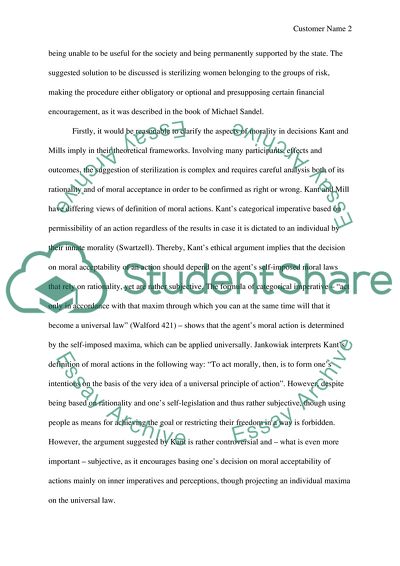 The Moral Rightness Of The Suggestion To Sterilize Women