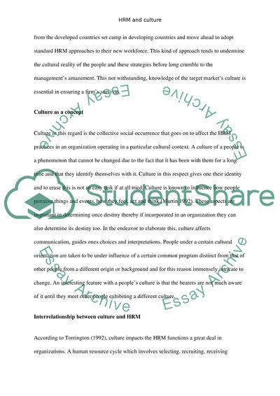 Interrelationship between Human Resource Management and Peoples Culture