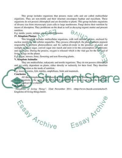 The Kingdoms of Organisms