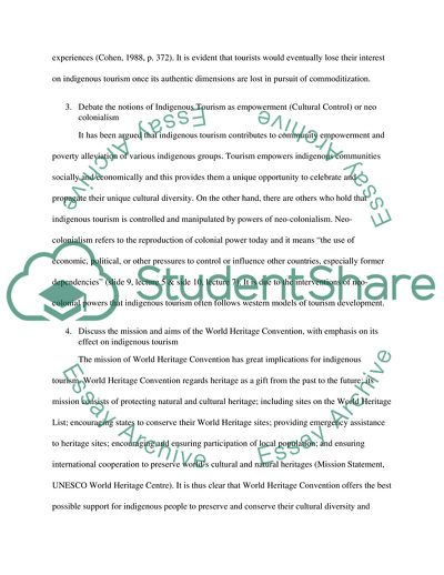 The Benefits of Tourism of Indigenous Communities