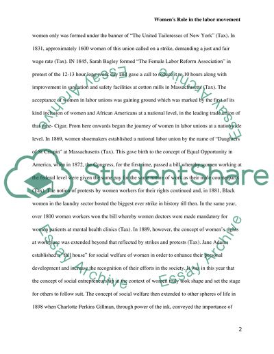 Womens Role in the labor movement