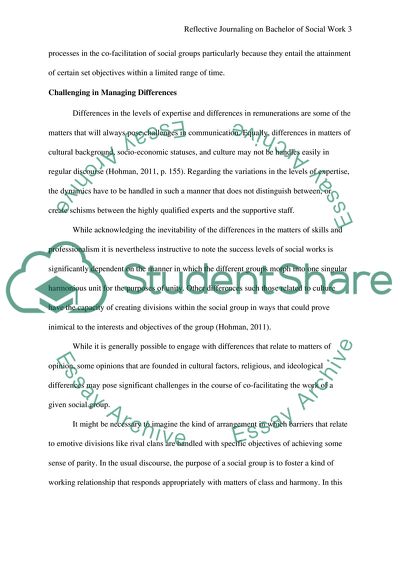 Reflective Journaling on Bachelor of Social Work