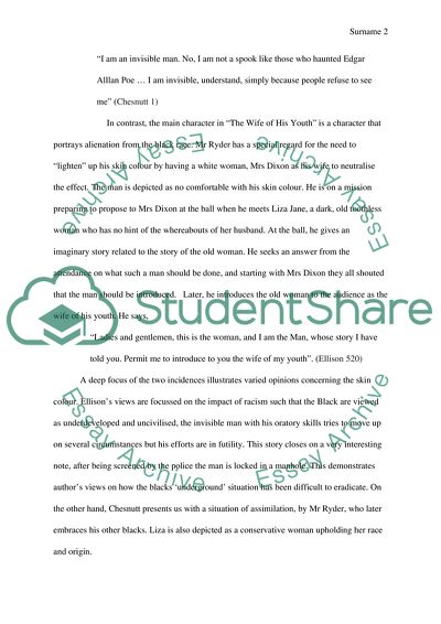 The comparison of charles chesnutt and ralph elisson related to Dunbars poem
