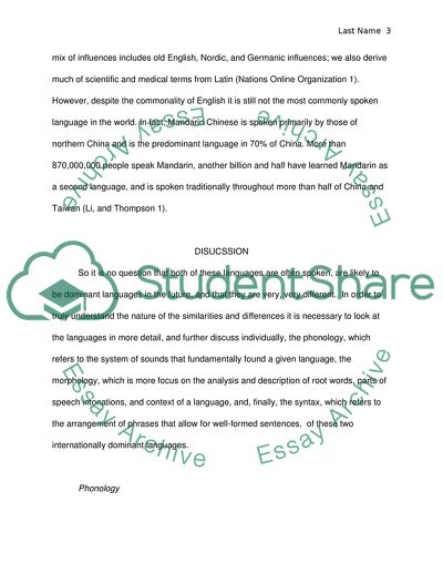 Comparison of Mandarin and English