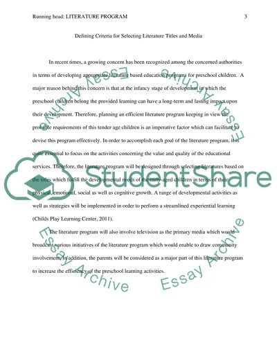 Literature Program Paper