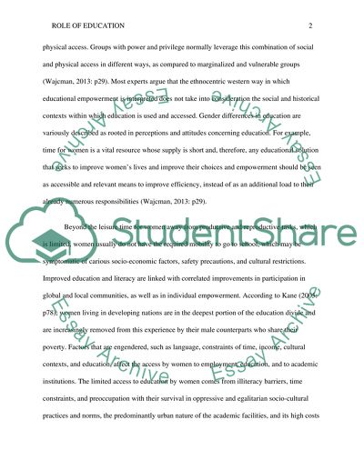 Role of education in changing gender relations and empowerment of women