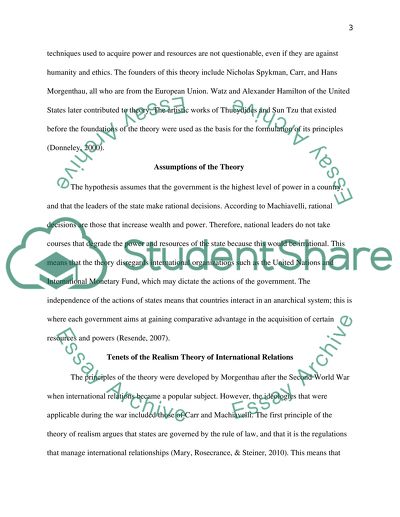 The Realism Theory of International Relations