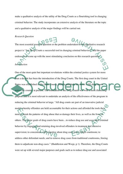 Effectiveness of the Drug Courts in Changing Criminal Behavior