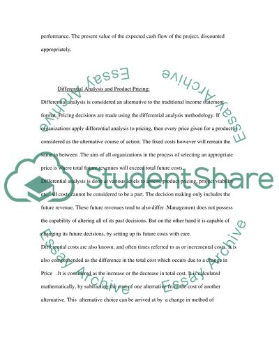 Managerial Accounting: Performance Evaluation and Differential Analysis and Product Pricing
