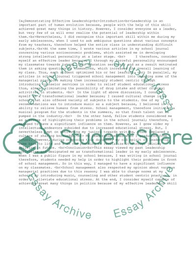 Demonstrating Effective Leadership