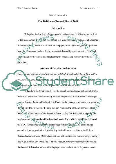The Baltimore Tunnel Fire of 2001