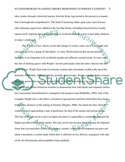 Is Contemporary Planning Theory Responsive to Wrights Lessons