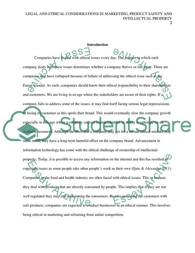 Legal and Ethical Considerations in Marketing, Product Safety, and Intellectual Property