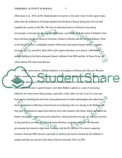 Terrorist Activity in Bosnia