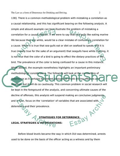 The Law as a form of Deterrence for Drinking and Driving