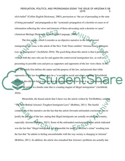 The Issue of Arizonas SB 1070