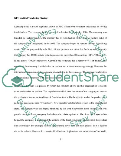 KFC and Its Franchising Strategy