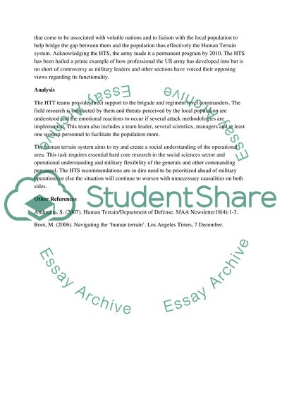 Human terrain: Past, present and future applications