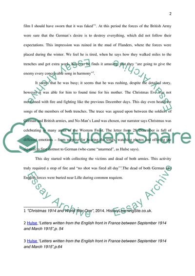 HULSE CHRISTMAS WAR LETTER ANALYSIS