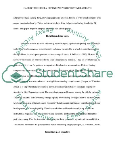 Recovery Nurse: Care of the Postoperative Patient After Post Liver Resection