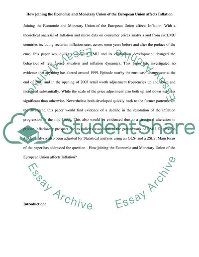 Joining the Economic and Monetary Union and Inflation