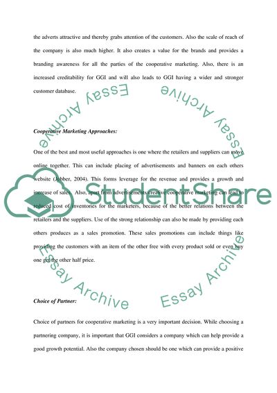 The Cooperative Marketing Approvpriate for GGI