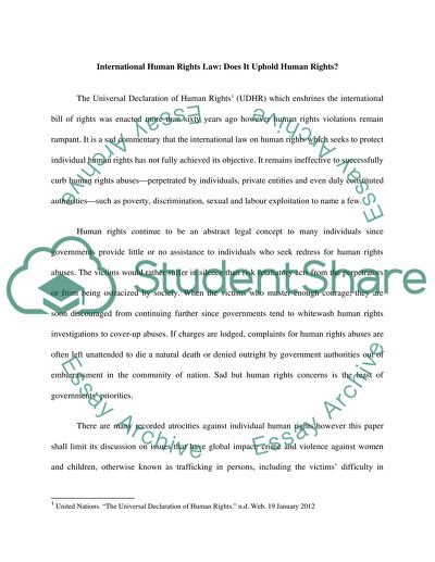 International Human Rights Law: Does It Uphold Human Rights