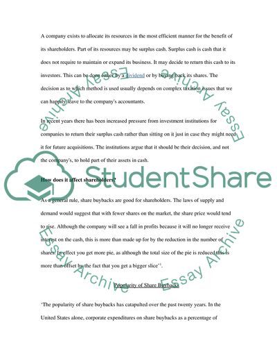 Are Share Buybacks a Matter of Substance or a Fashion