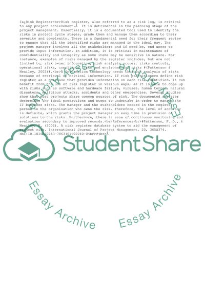 Risk Register Is Critical to Any Project Achievement