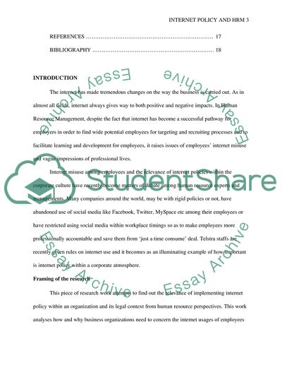 The Importance of Internet Policy in Telstra Company