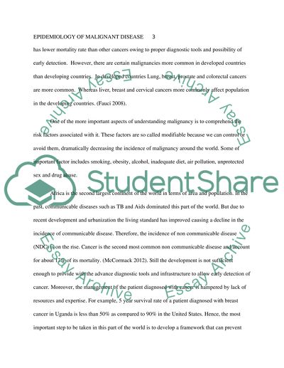 Epidemiology of Malignant Disease