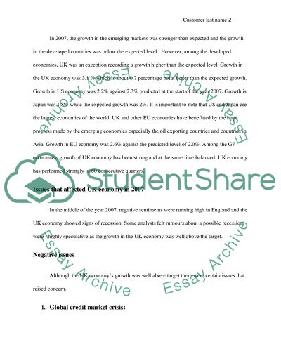 Prospects of the UK Economy in 2008
